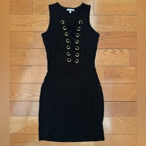 Charlotte Russe Black Lace-Up Mini Dress